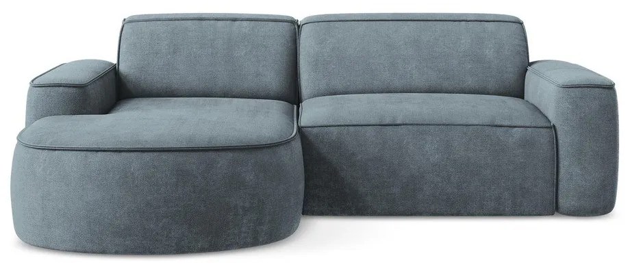 Divano angolare blu polveroso (con penisola a sinistra/con chaise lounge) con rivestimento in ciniglia Omao – Makamii