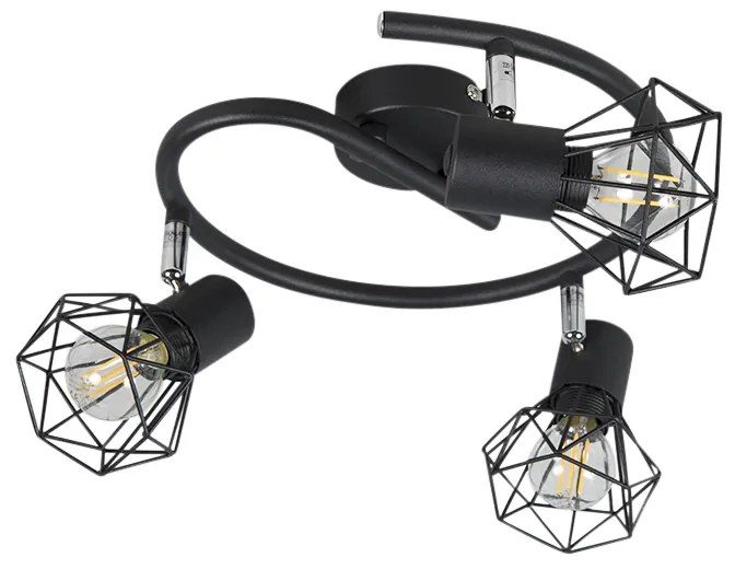 Faretto Art Déco nero orientabile 3 luci - Mosh