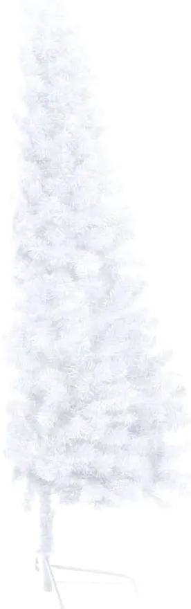Set Albero Natale Artificiale a Metà LED Palline Bianco 210cm