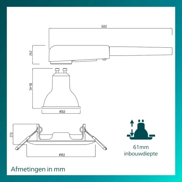 Philips - Lampada da incasso PERIDOT 1xGU10/7W/230V nera