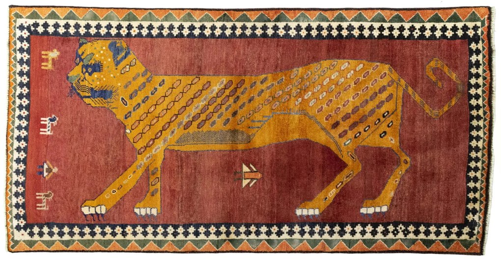 Gabbeh Tappeto 110x210 Rosso (Iran) Annodato A Mano