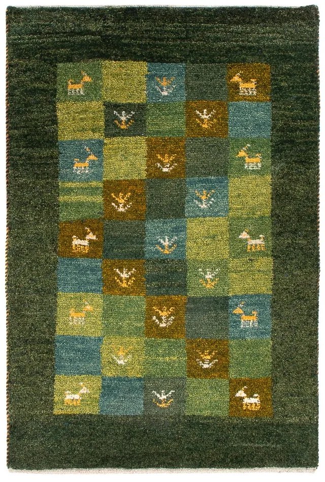 Gabbeh Tappeto persiano 60 x 90 Verde (Iran) Annodato A Mano