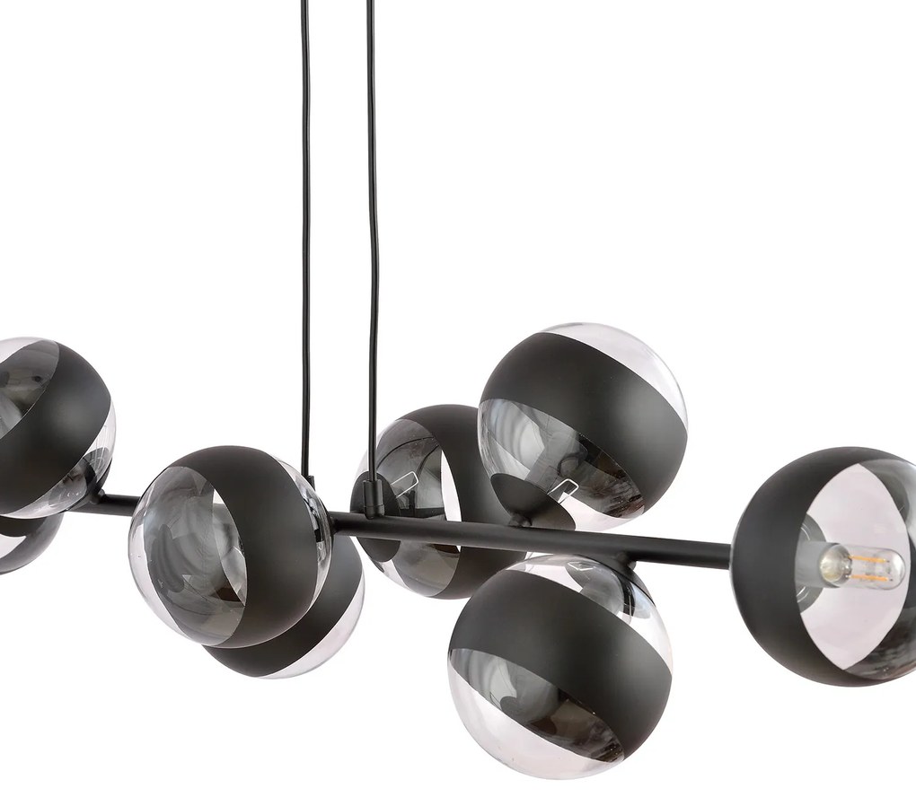 Lampadario Contemporaneo Durga Acciaio Nero 8 Luci E14 Ip20