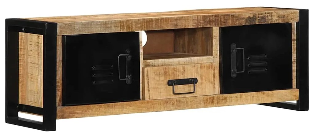 Mobile Porta Tv 100x30x35 Cm İn Legno Massello Di Mango Grezzo /