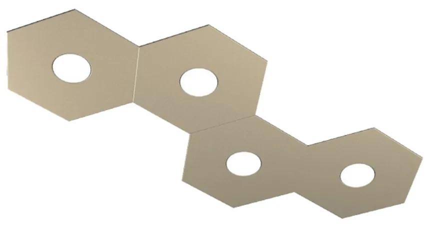 Plafoniera Moderna Hexagon Metallo Sabbia 4 Luci Led 12X4W