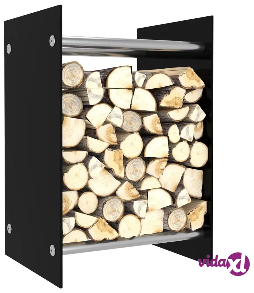 vidaXL Porta Legna Nero 40x35x60 cm in Vetro