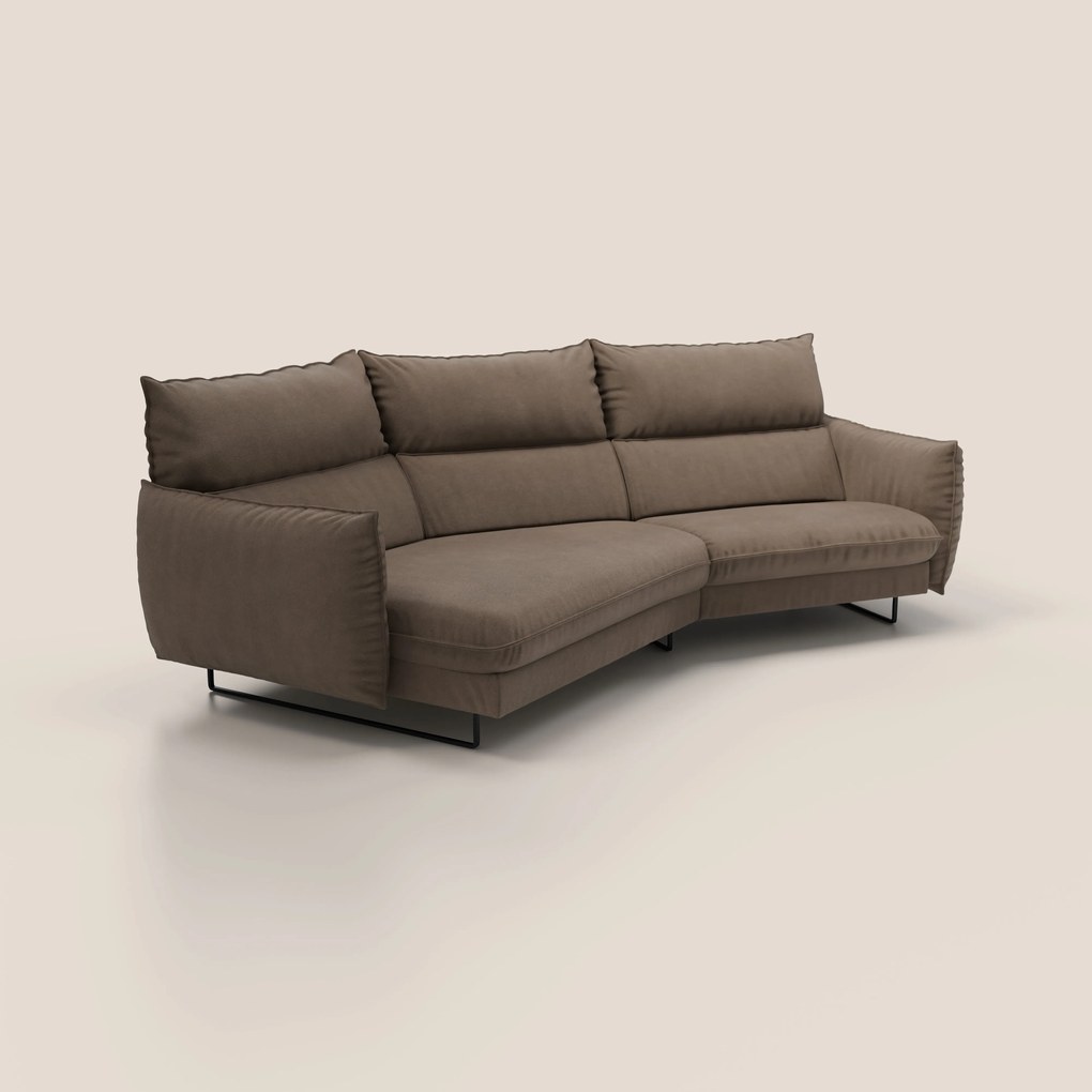 Monamour divano moderno angolare con opzione relax elettrico in microfibra smacchiabile impermeabile T11 marrone