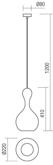 Redo 01-2259 - Lampadario a sospensione con filo LOB 1xE27/42W/230V diametro 22 cm grigio