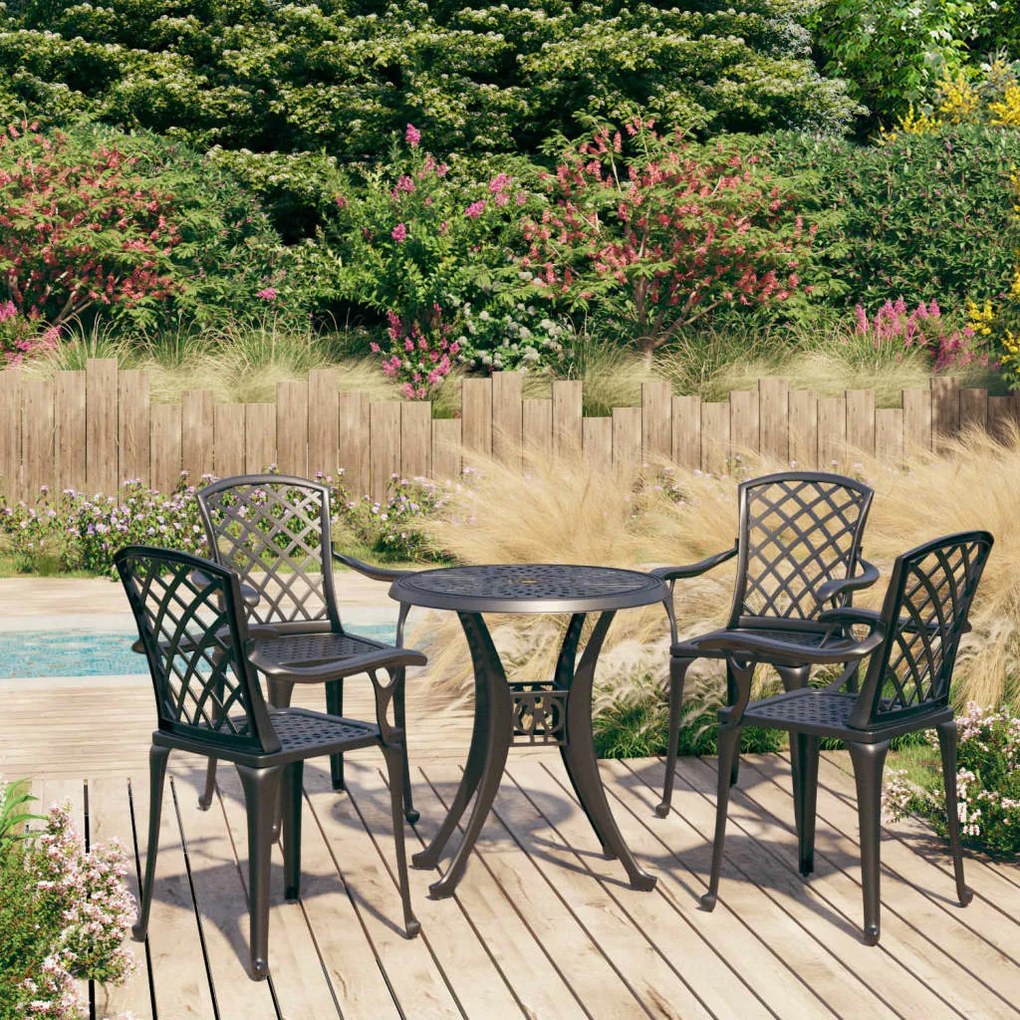 Set Da Bistrot 5 Pz İn Alluminio Pressofuso Nero /
