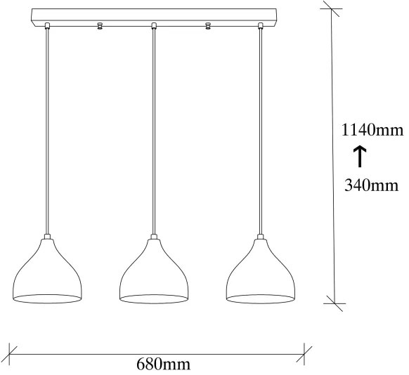 Lampadario su filo TATTOO 3xE27/40W/230V