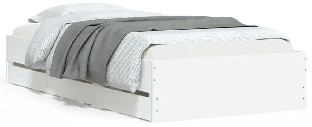 Giroletto con cassetti bianco 90x200 cm in legno multistrato