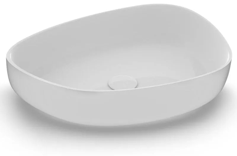 Lavabo da appoggio irregolare in ceramica L 55 x H 14 x P 40 cm bianco