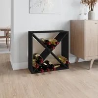 Portabottiglie Nero 62x25x62 cm in Legno Massello di Pino