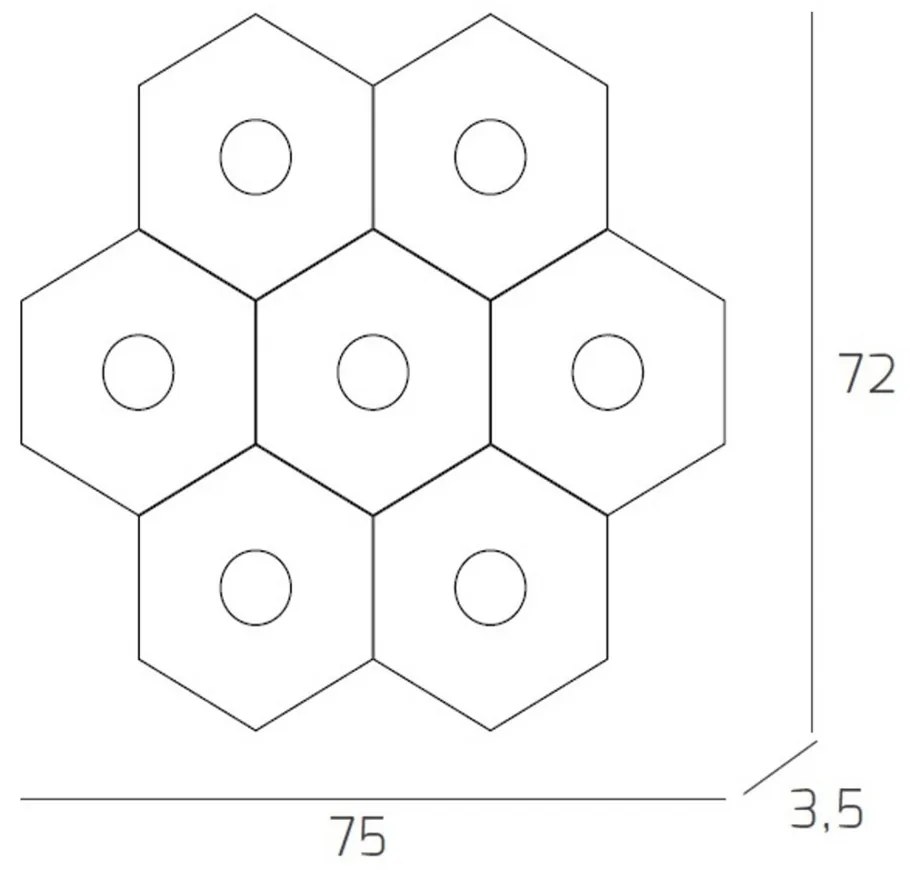 Plafoniera Moderna Hexagon Metallo Grigio 7 Luci Led 12X7W