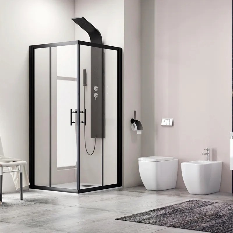 Box doccia 80x70 finitura nera opaca modello KF1000B - KAMALU