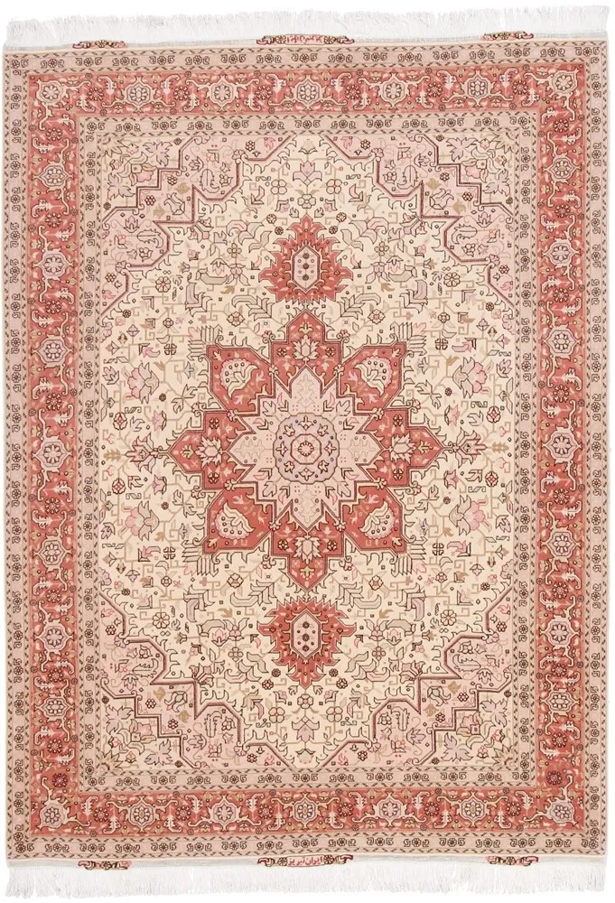Tabriz Tappeto persiano 210 x 150 Rosa (Iran) Annodato A Mano