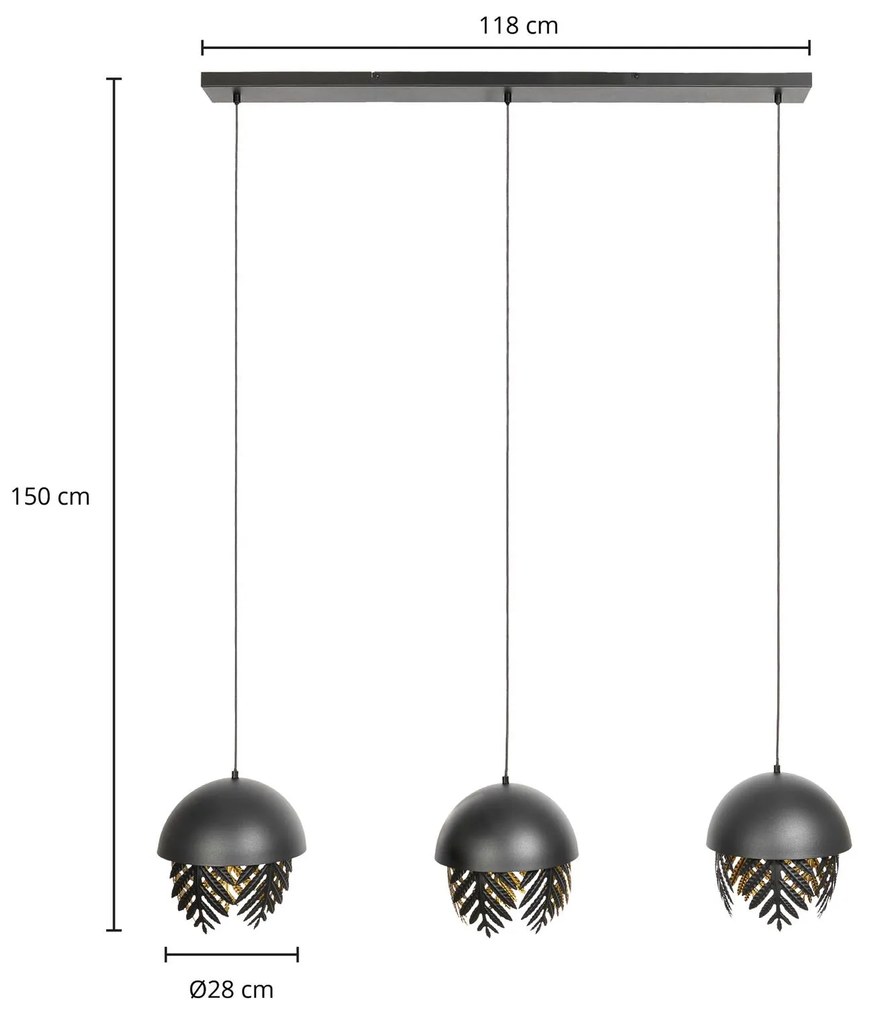 Lucande Aparas lampada a sospensione a forma di foglia, a 3 luci