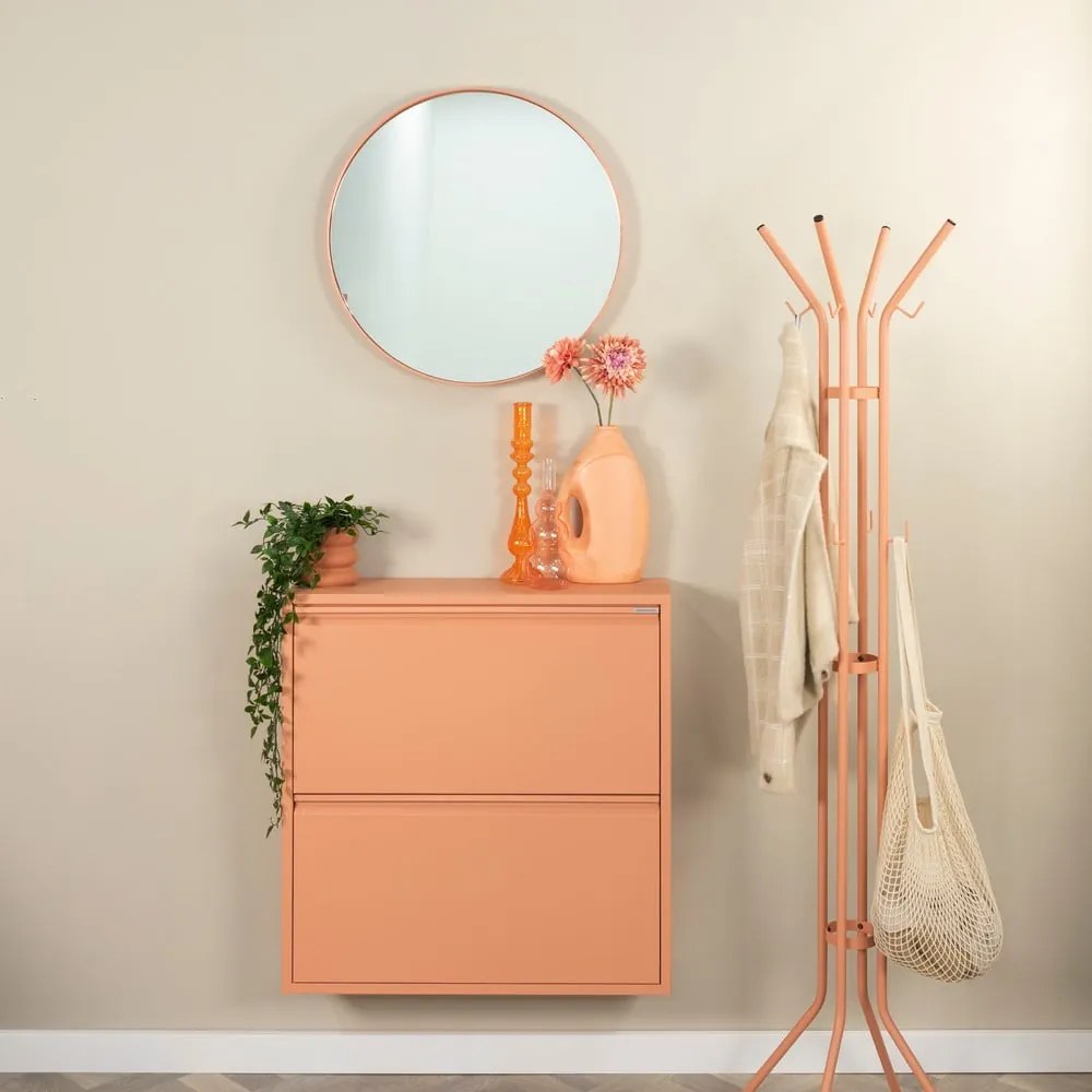 Scarpiera color salmone in metallo con ante ribaltabili 75x77,5x22,5 cm Billy – Spinder Design