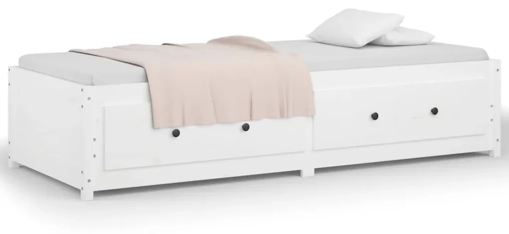 Dormeuse bianca 90x200 cm in legno massello di pino