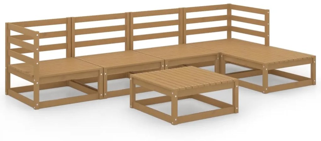 Set divani da giardino 6 pz miele in legno massello di pino