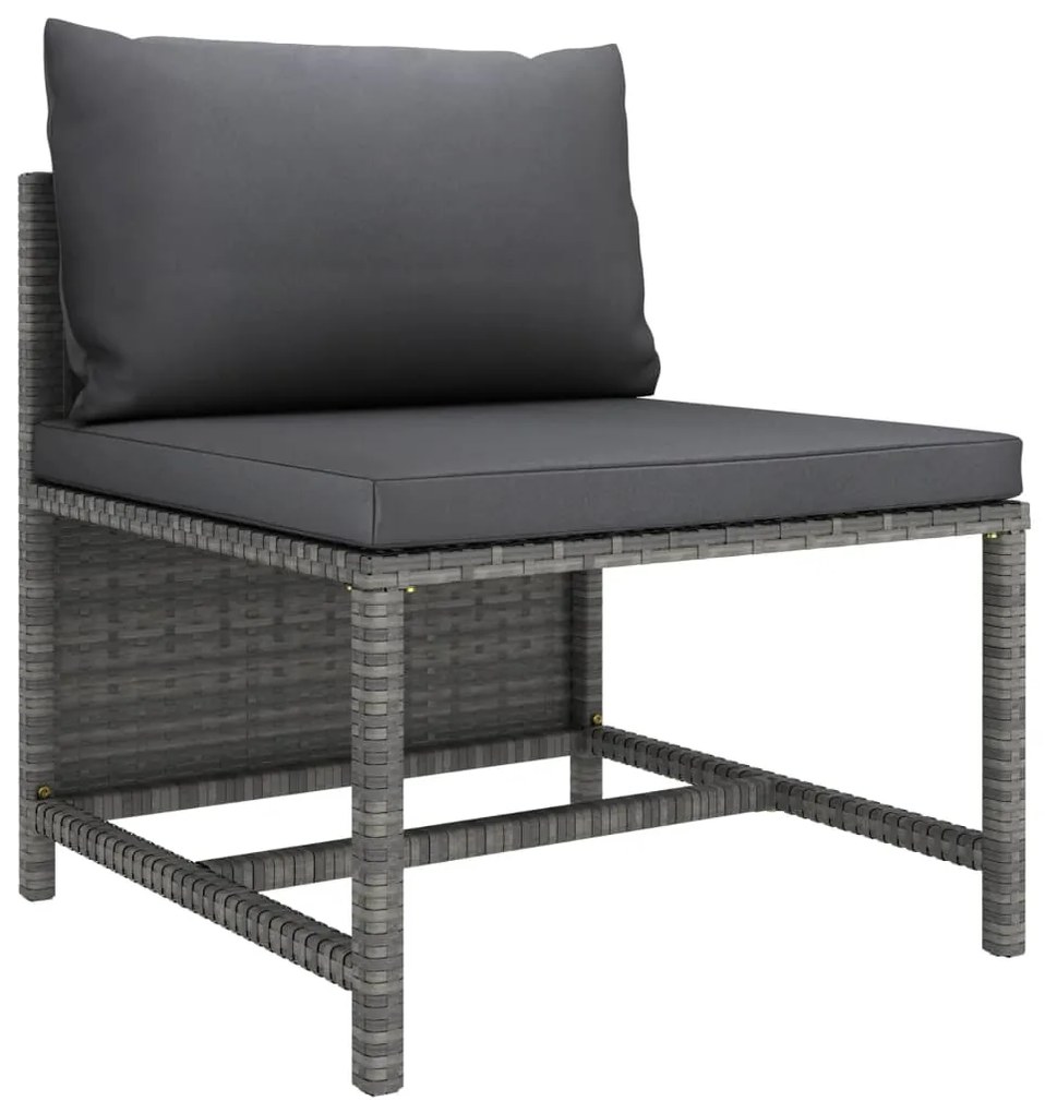 Set divani da giardino 9 pz con cuscini in polyrattan grigio