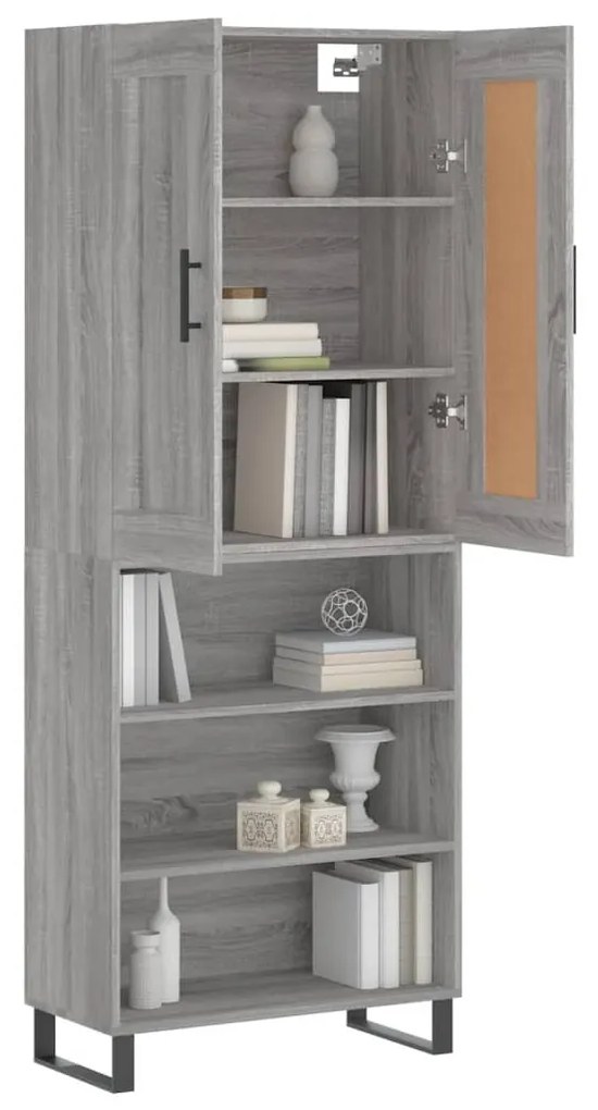 Credenza grigio sonoma 69,5x34x180 cm in legno multistrato