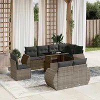 Set Divano da Giardino 9 pz con Cuscini Grigio in Polyrattan 3268670