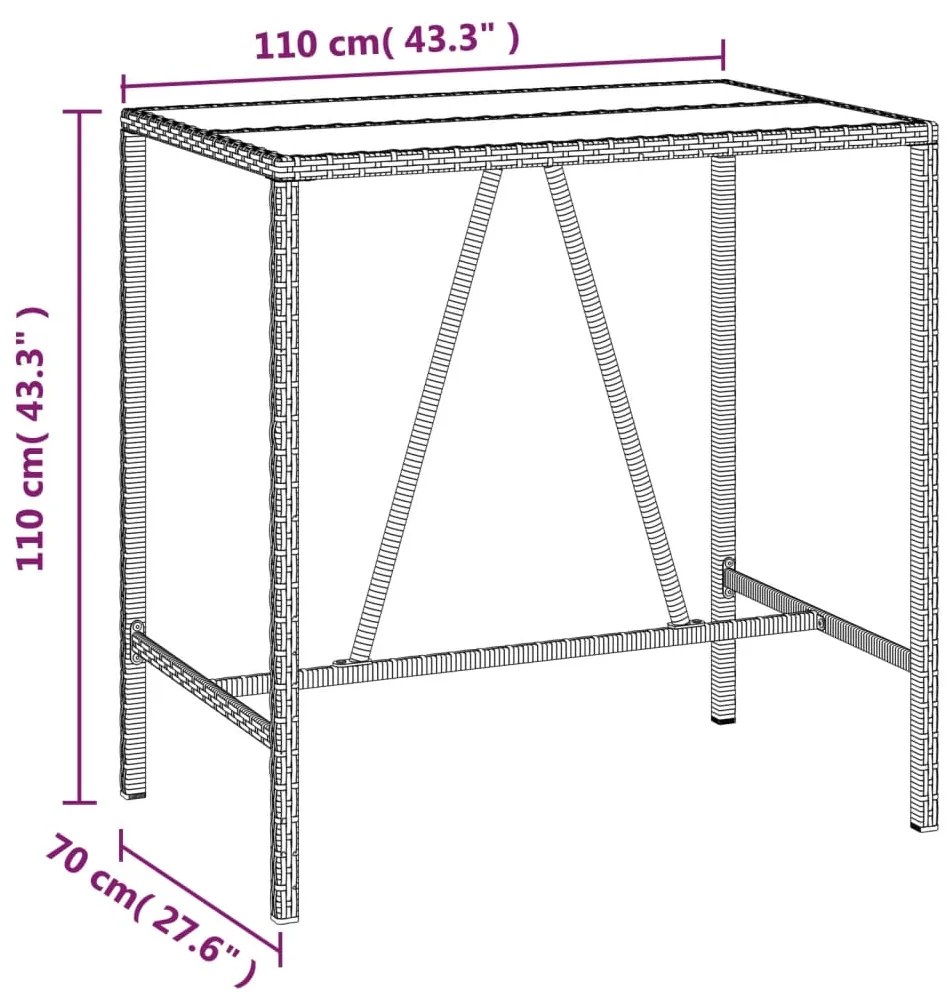 Set Bar da Giardino 5 pz con Cuscini in Polyrattan Grigio