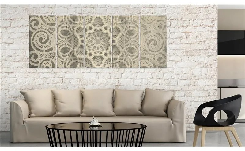 Quadro Austere Mandala  Colore Beige, Dimensioni e Misure 225x90