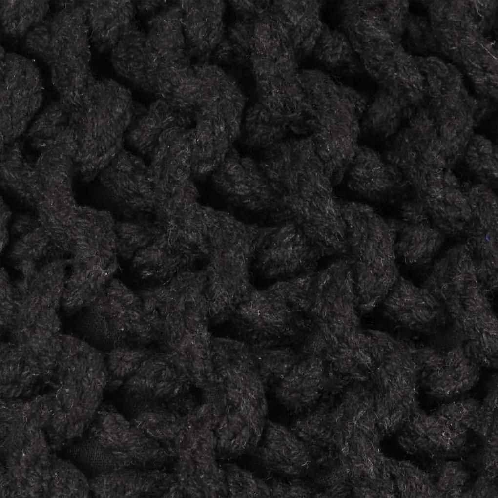 Pouf lavorato a maglia in cotone 50x35 cm nero