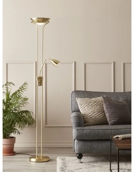 Markslöjd - Lampada da terra dimmerabile DETROIT 1xR7s/300W + 1xGU10/35W/230V ottone