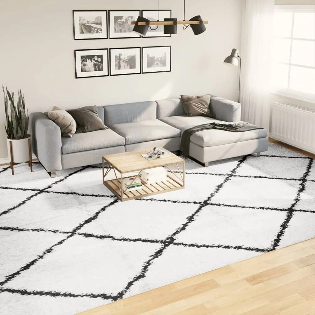 Tappeto Shaggy Pamplona A Pelo Lungo Crema E Nero 300x400 Cm /