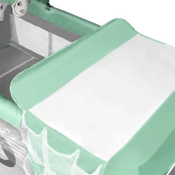 Lionelo - Lettino da viaggio FLOWER Turchese