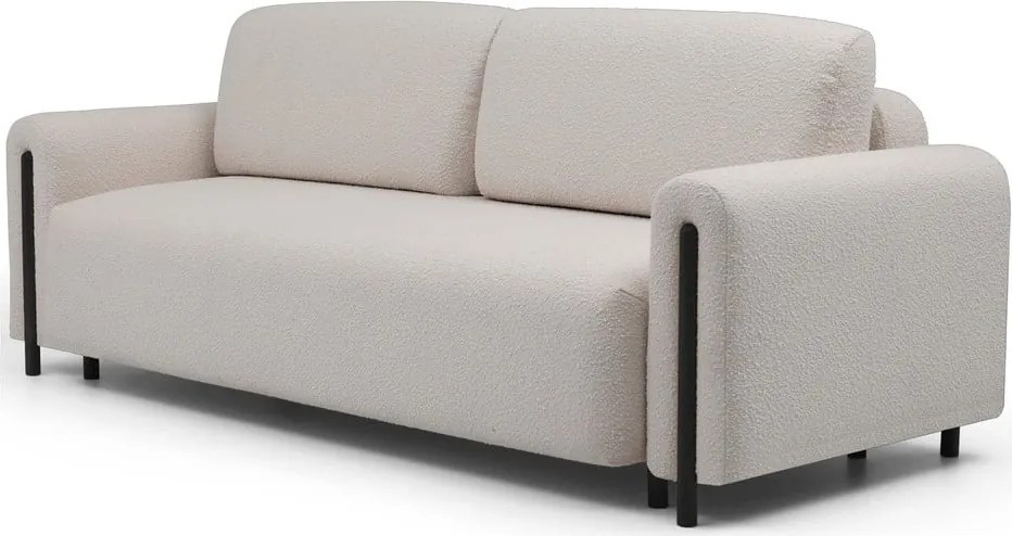 Divano greige allungabile/con contenitore e rivestimento in bouclé 244 cm Arcadova – ELTAP