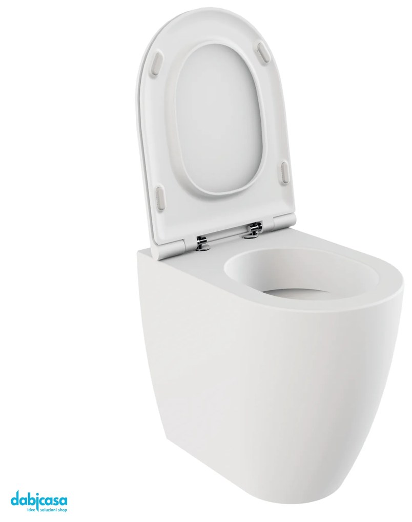 Azzurra Ceramica "Comoda" Wc Da Terra Filo Muro Senza Brida Bianco Opaco