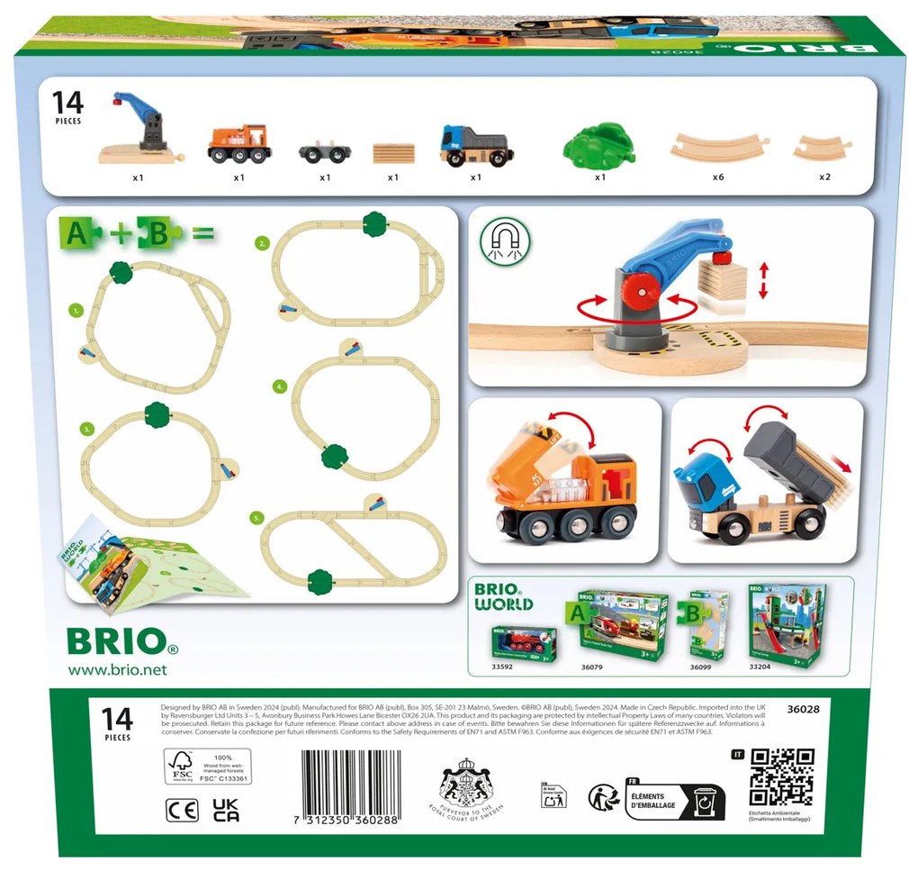 Brio - Set di mezzi da carico con gru