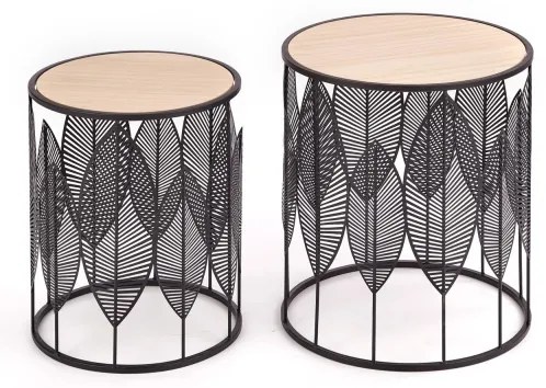 SET 2x Tavolino FOLLA diametro 33/40 cm nero