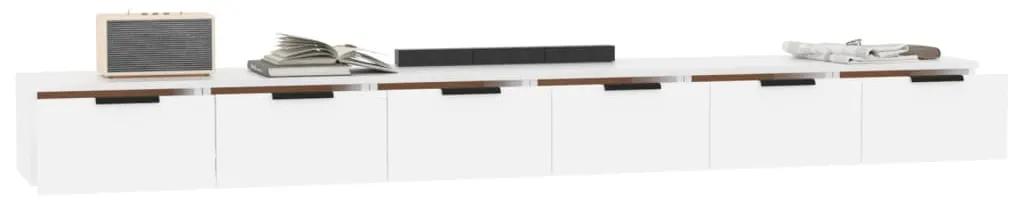Mobili a parete 2 pz bianchi 102x30x20 cm in legno multistrato