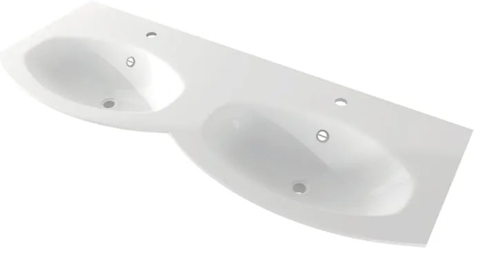 Lavabo a incasso rettangolare L 138 x H 1.2 x P 52 cm in resina bianco opaco