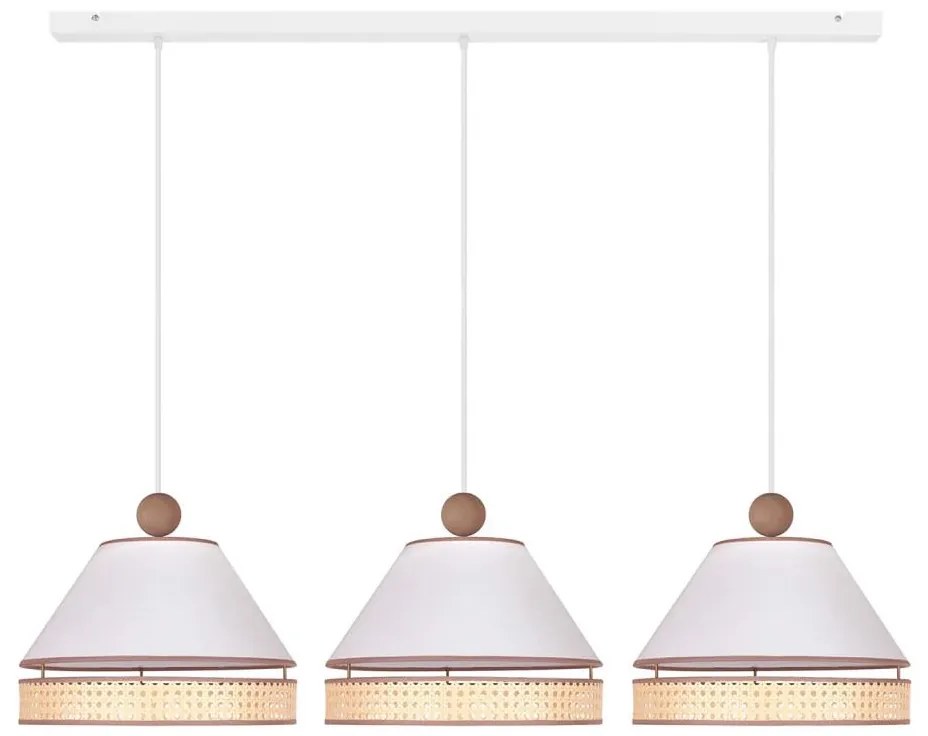 Duolla - Lampadario a sospensione con filo AVIGNON 3xE27/15W/230V bianco/rattan