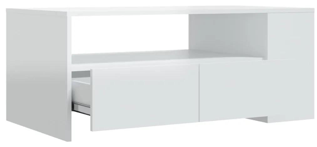 Tavolino da salotto bianco lucido 102x55x42 cm legno compensato