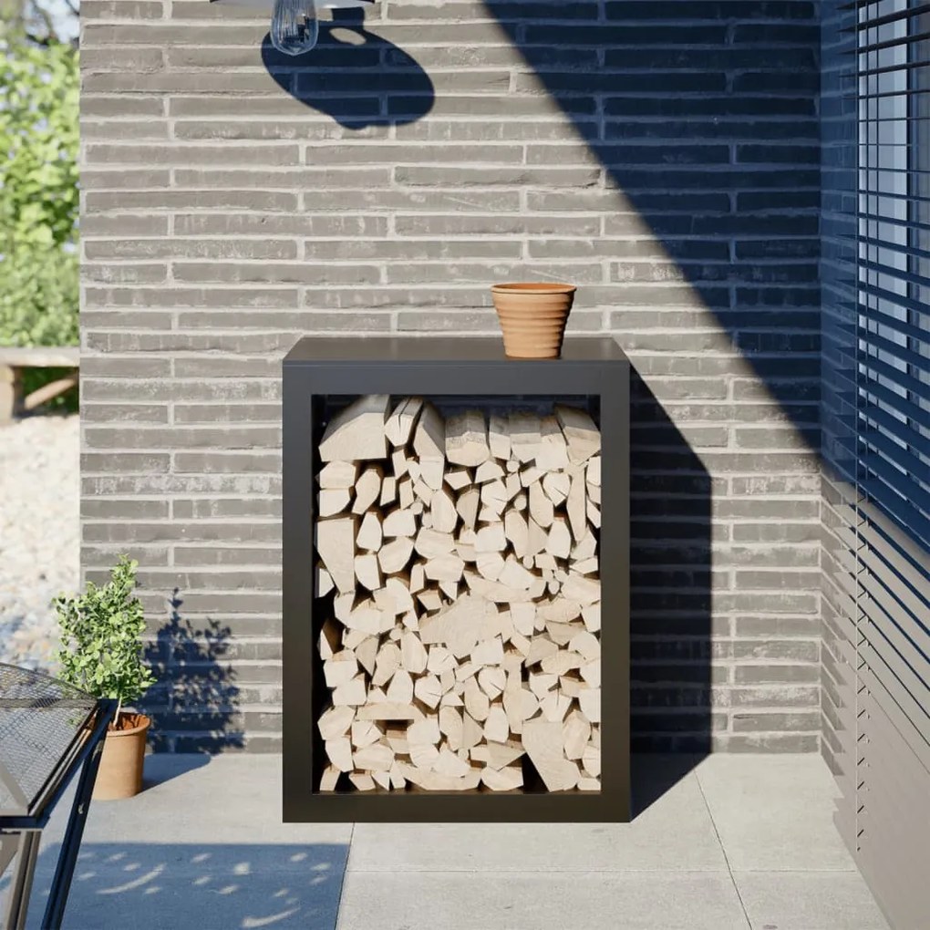Rastrelliera Per Legna Da Ardere Nera 60x40x80 Cm İn Acciaio /