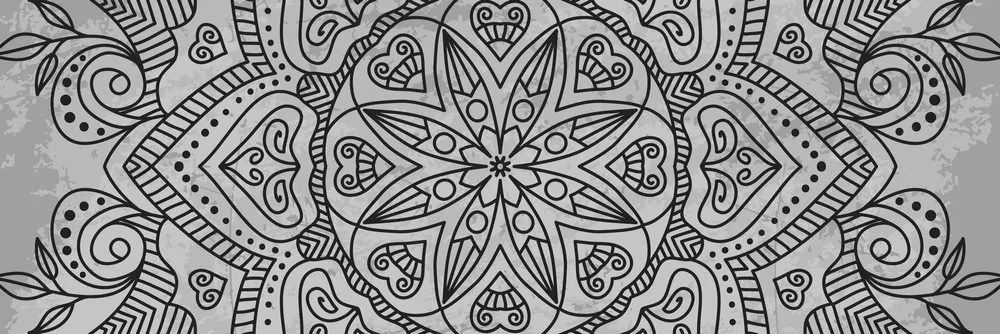 Stampa su tela – Mandala con tocco antico in bianco e nero