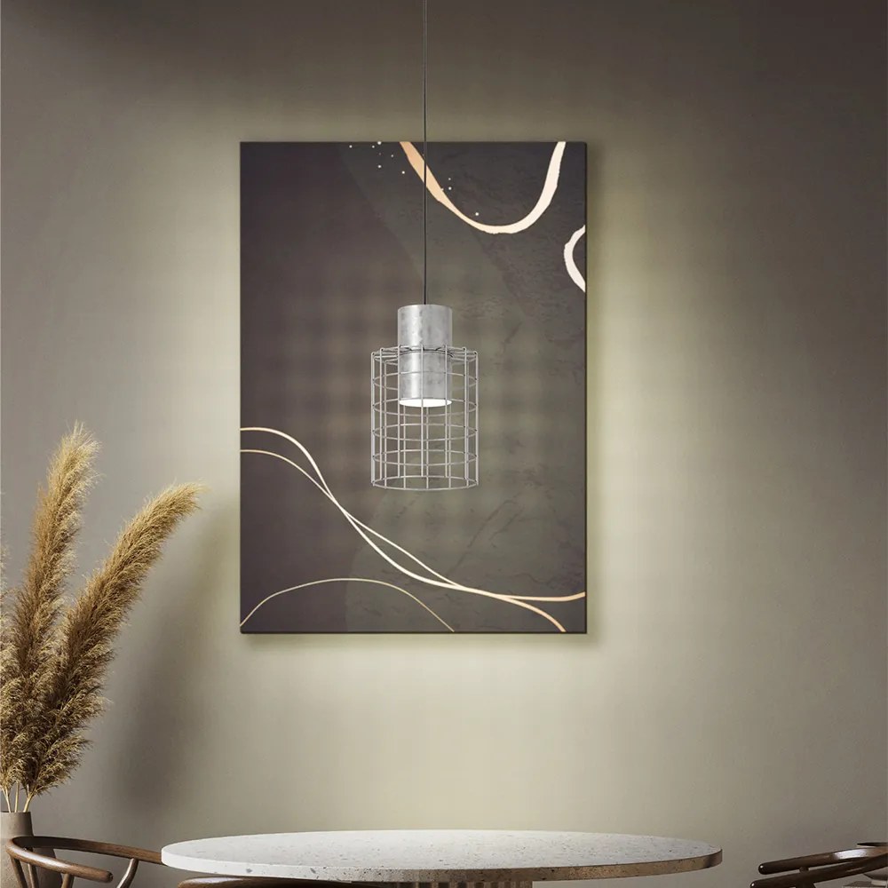 Lampadario Industrial Milligan 1 Luce Acciaio Grigio E Biancodiffusore Grigio