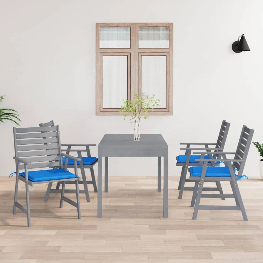 Sedie pranzo per esterni con cuscini 4 pz legno massello acacia