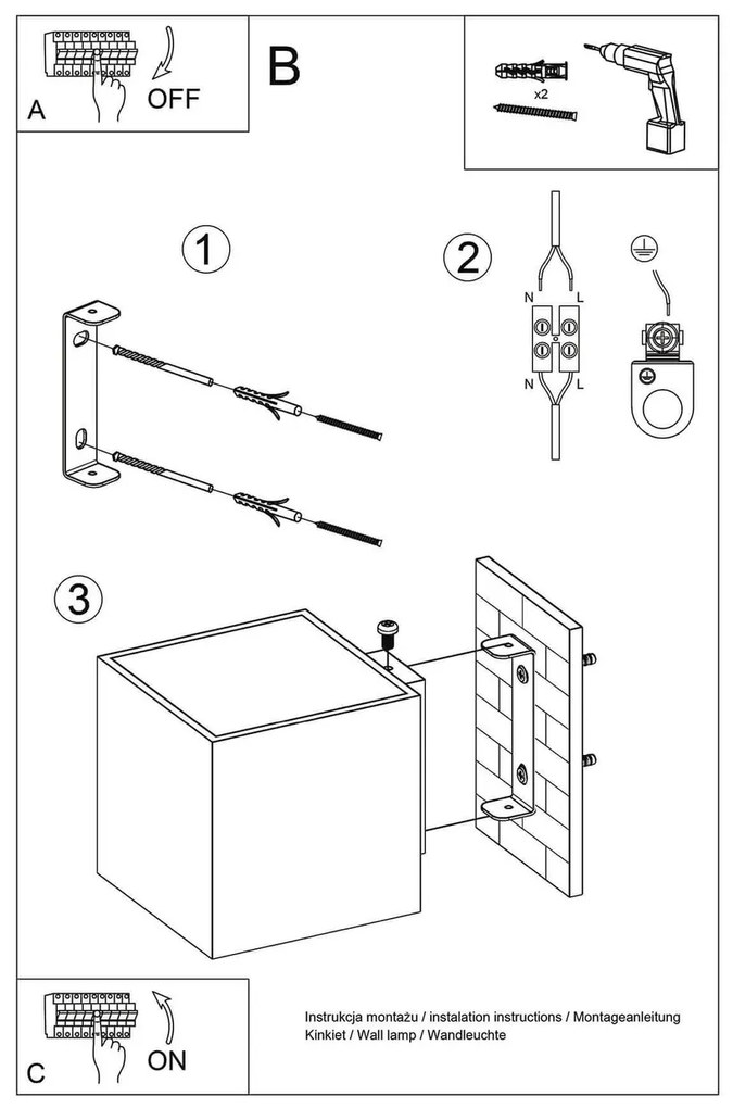 Applique da Parete in Alluminio  QUAD 1 G9 Nera da Interno