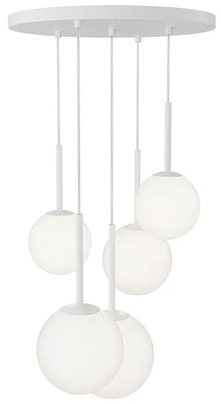 Maytoni Lampada a sospensione moderna in metallo con 5 pendenti in vetro rotondi Basic Form - 40W BIANCO