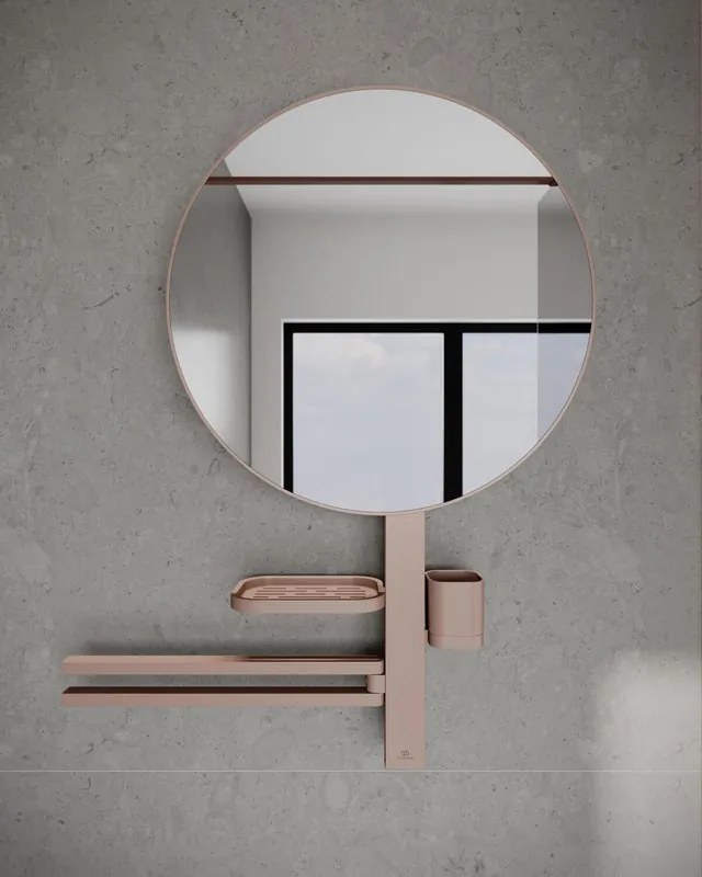 Ripiano porta salviette ALU +, L 64 cm mensola e specchio rose