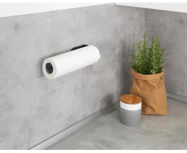 WENKO 53214100 - Portarotolo NIO 27,5x7 cm nero