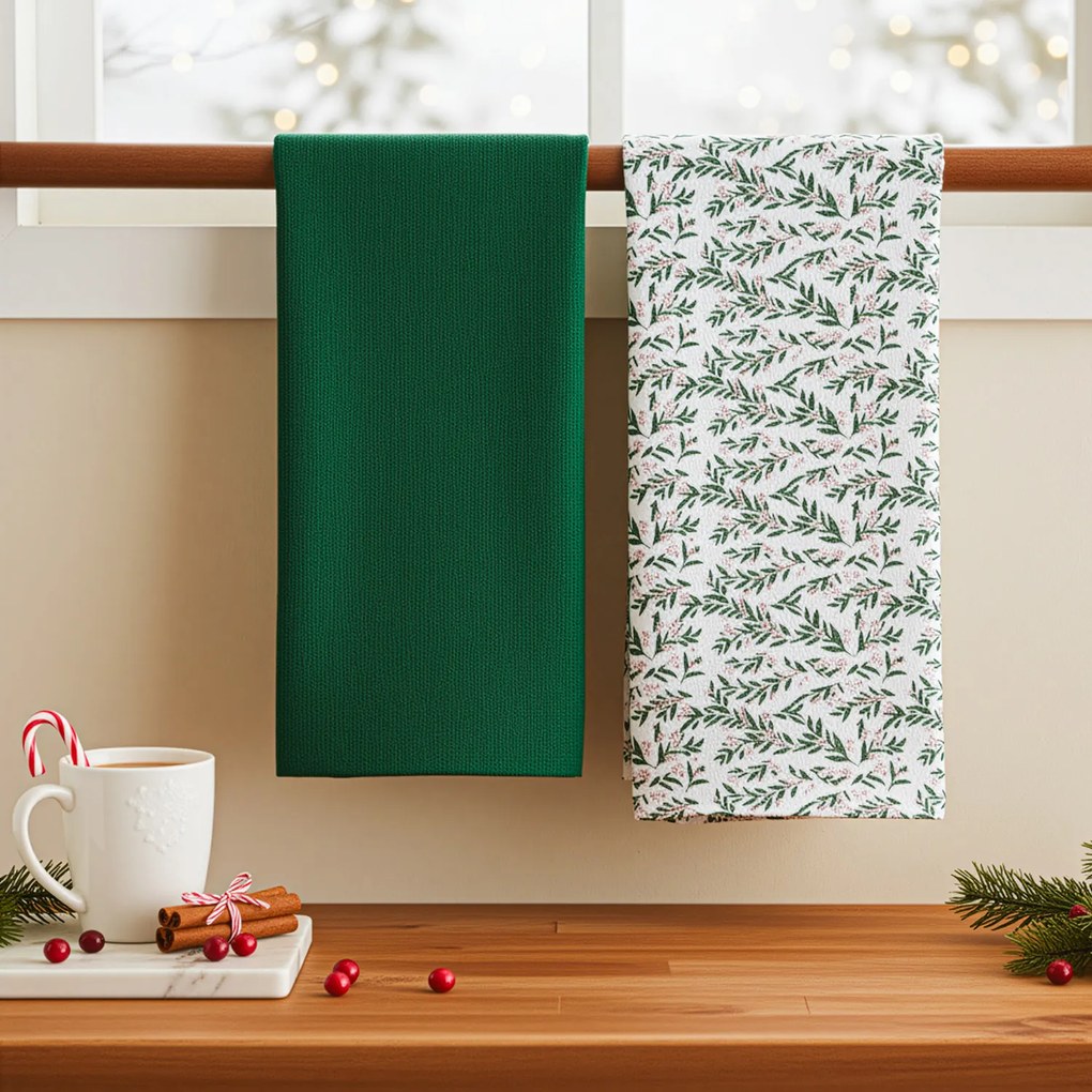 Set 2 strofinacci 50x70 cm verde e agrifoglio